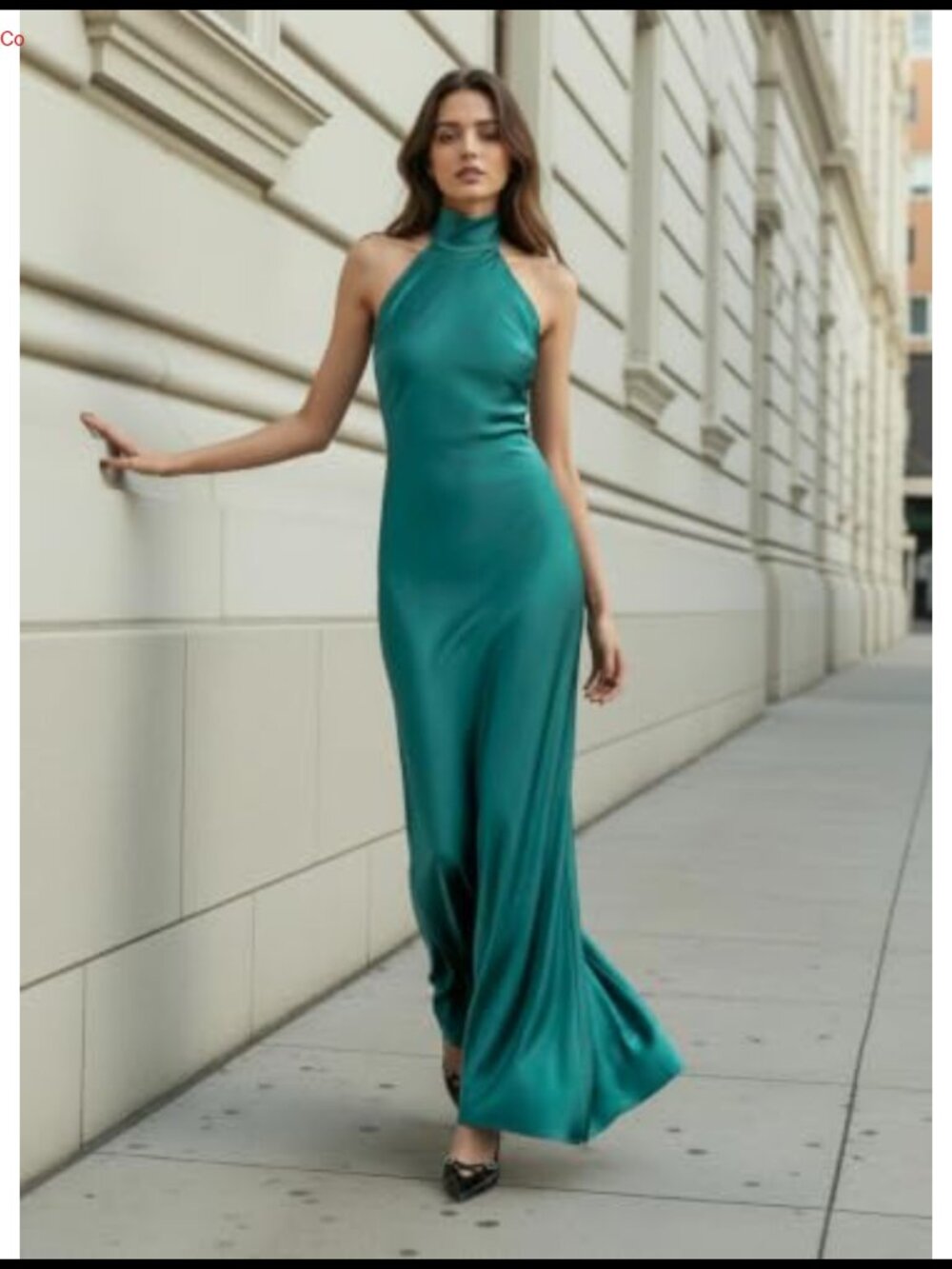 Satin Halter Formal Maxi Dress High Neck Backless Wedding Guest - Picture 2 of 6